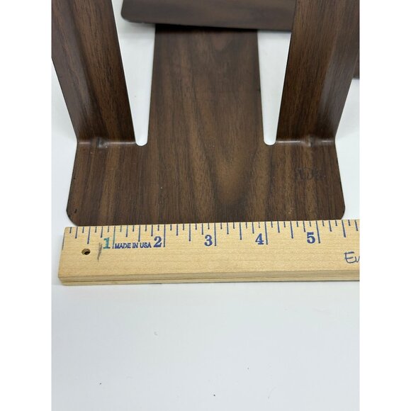 Industrial Black Metal Bookends Set of 2 Faux Wood Grain Heavy Duty 5.5"x9" - Picture 7 of 9